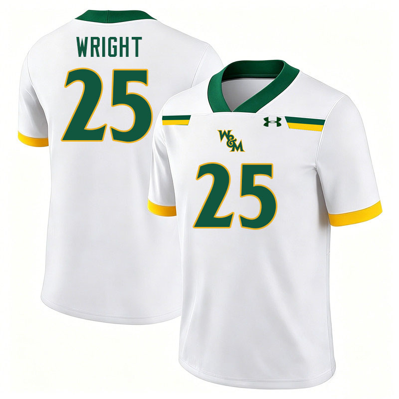 William & Mary Tribe #25 Owen Wright College Football Jerseys,Uniforms-White